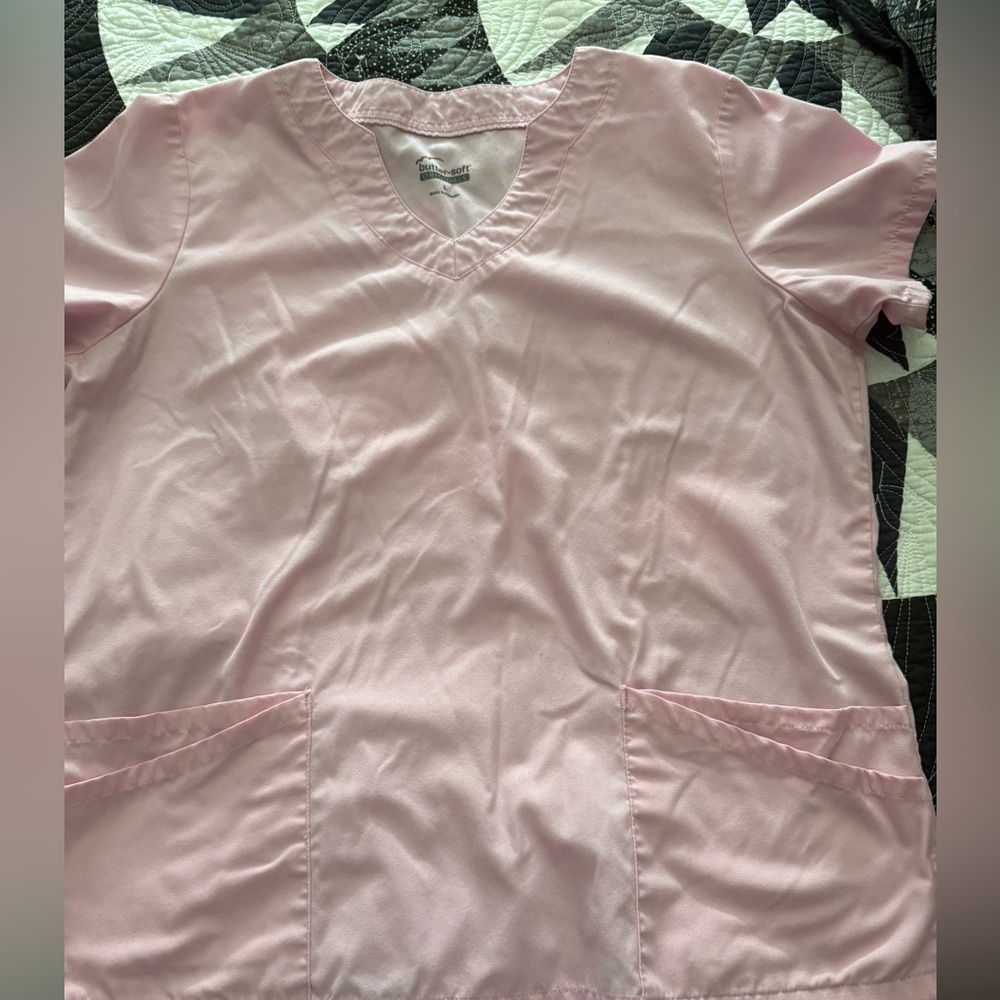 Pink V-Neck Scrub Top